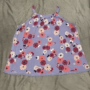 Plus Size Floral Tank with Lace Trim